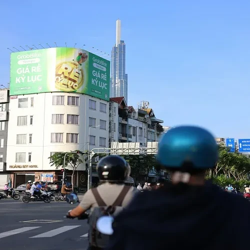 Outdoor billboard advertising along a Calgary roadway